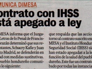 Contrato con IHSS está apegado a ley